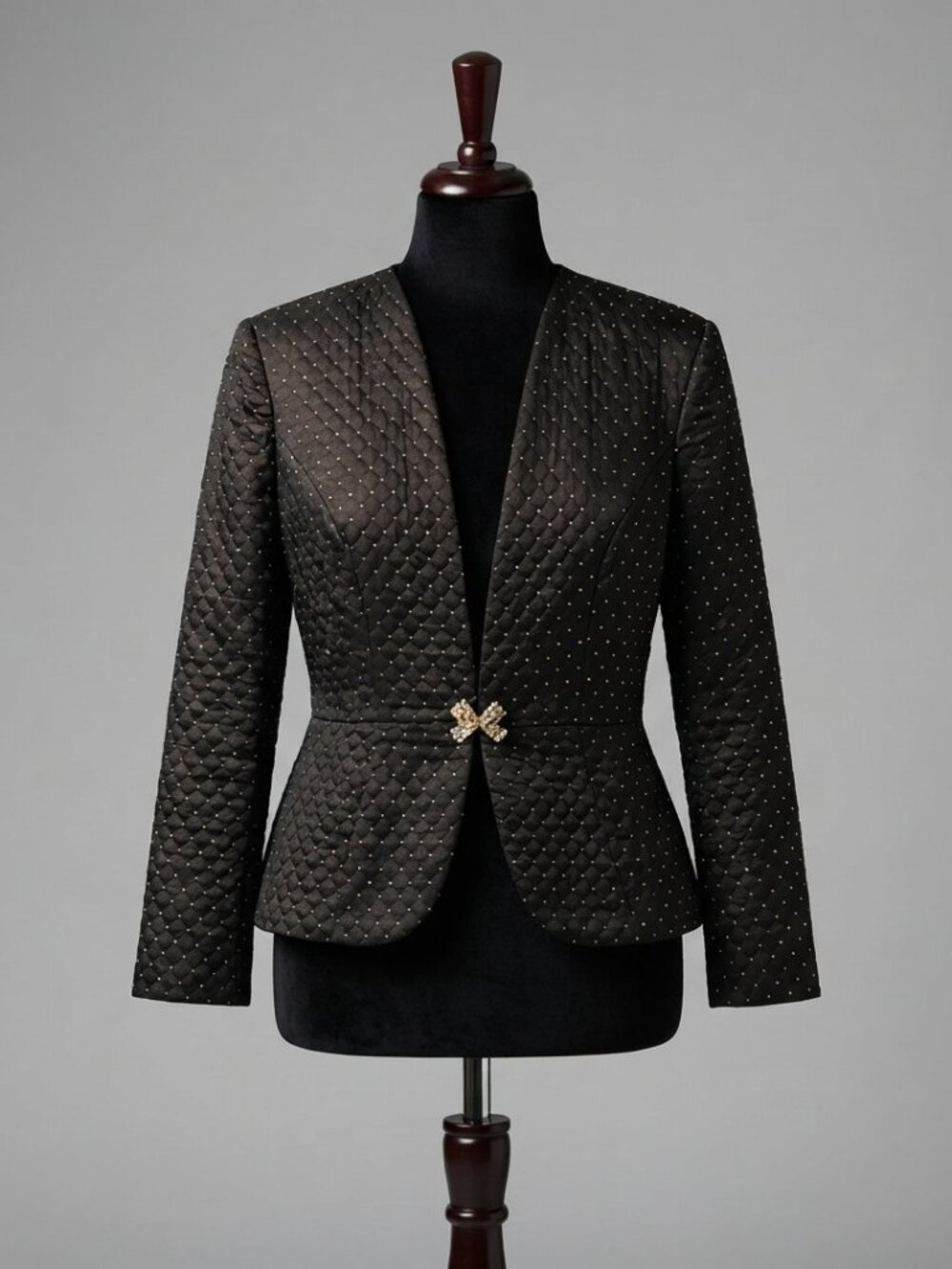 Julian Wilder vintage Black Quilted Rhinestone Sparkle Jacket Vest Blazer